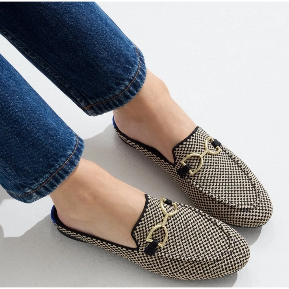 Rothy's The Double Bit Loafer Mule Classic Micro Check Size 12